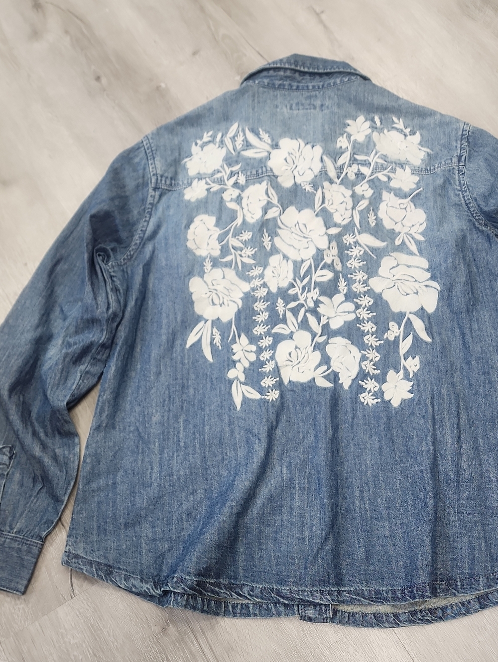 Stetson Blue Denim Jacket with White Floral Back